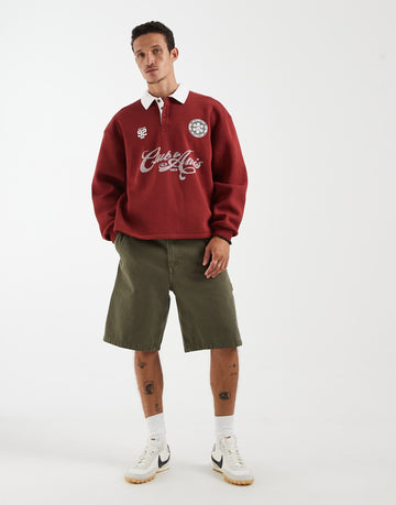 Oversized rugby polo in red
