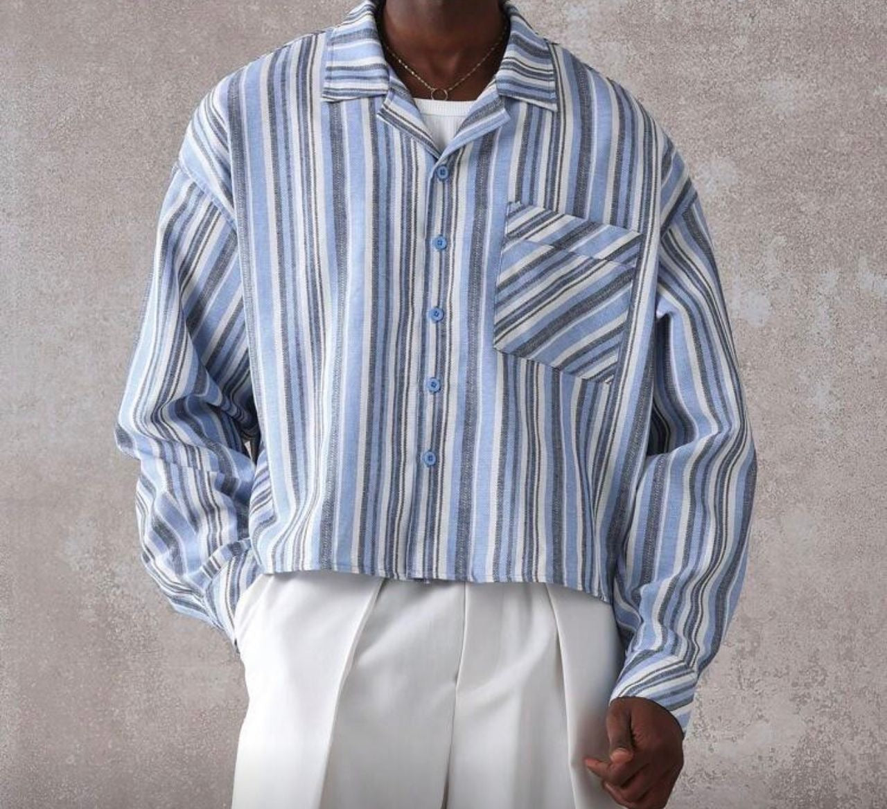 striped blue tone shirt