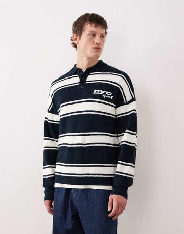 NYC knit long sleeve polo