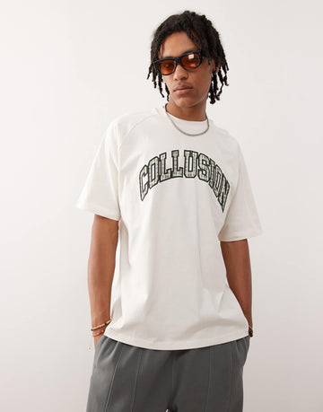 Collussion heavyweight tee with plaid print