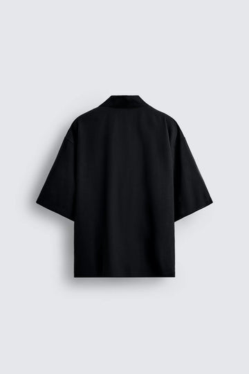 EMBROIDERED TEXT FLOWING SHIRT