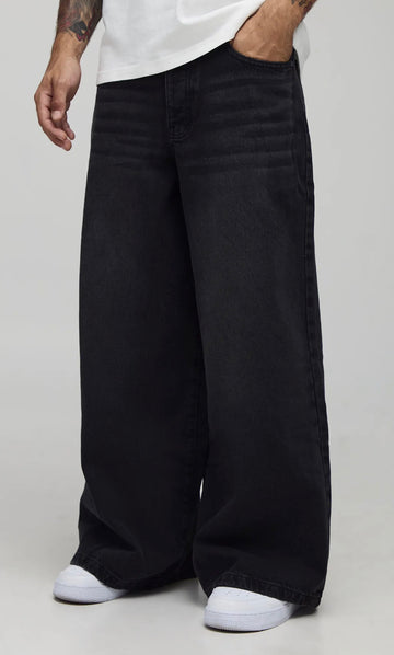 super baggy rigid washed jeans