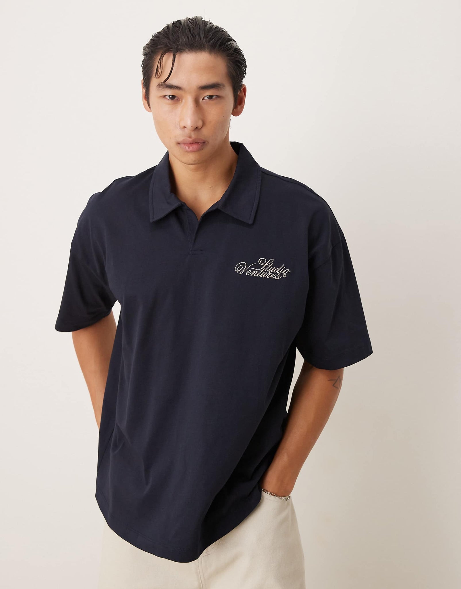 heavyweight navy polo
