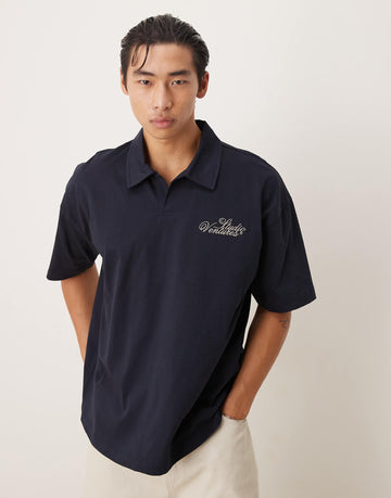heavyweight navy polo