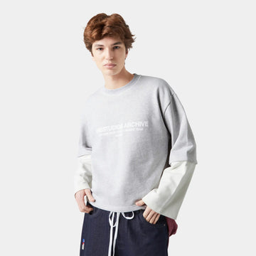 Strike double sleeve gray crewneck