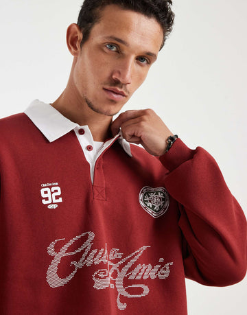 Oversized rugby polo in red