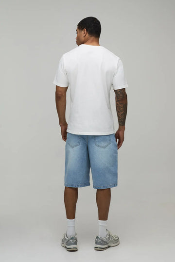 Light blue BASIC RELAXED FIT JORTS