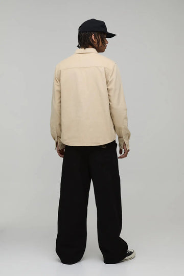 REGULAR FIT LONG SLEEVE CORD WOVEN TAB OVERSHIRT