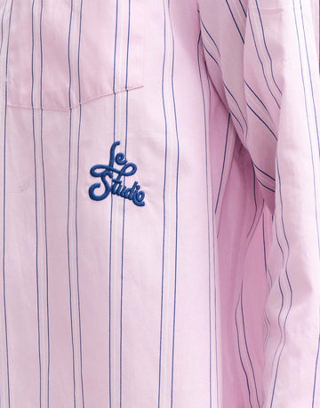 stripped shirt placement embroidered pink