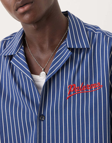 Palermo blue strips short sleeve shirt