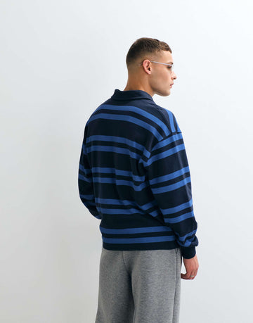 Oversized rugby polo stripe sweatshirt