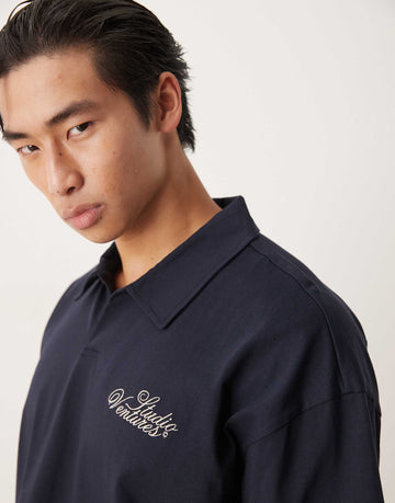 heavyweight navy polo