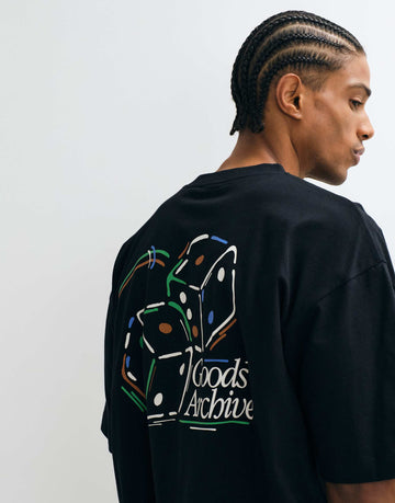 Oversized t shirt with dice graphic in black